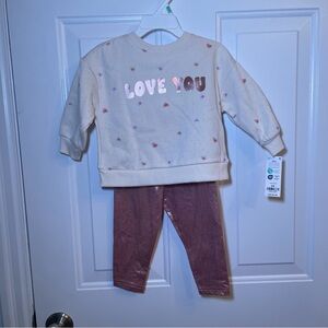 Carter's Cream and Pink Heart Sweatshirt Set